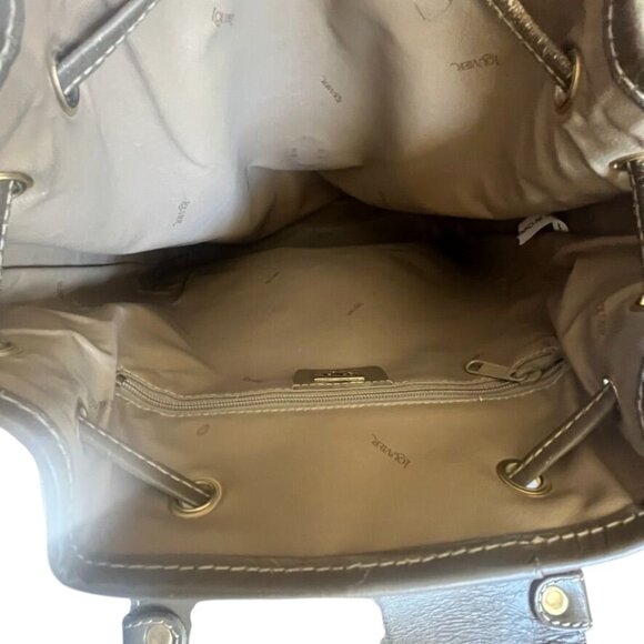 Louvier Bucket Bag Textured Leather With Adjustable Strap & Top Carry Handle - Picture 5 of 7